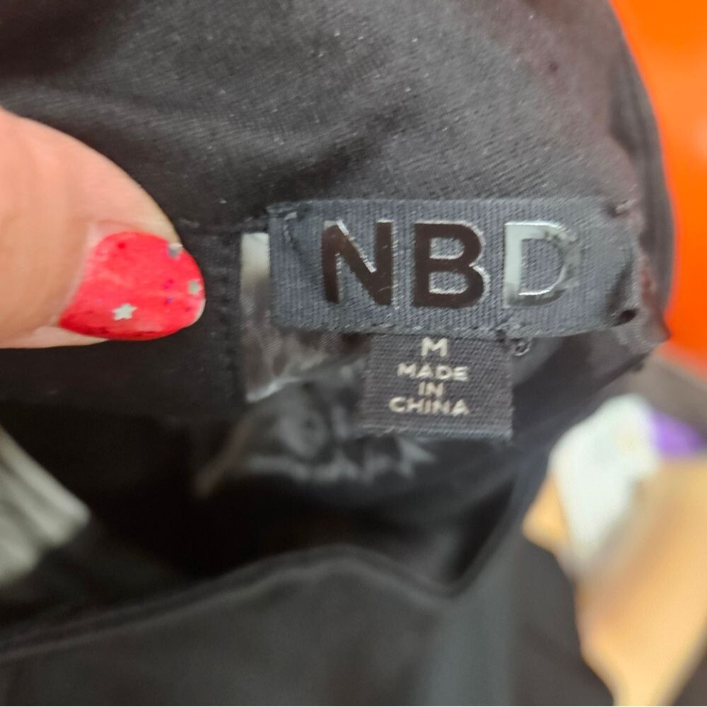 NBD Bao Dress in Black Sheer Puff Sleeves Open Back - Picture 5 of 8